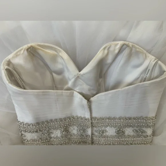 Oleg Cassini Strapless Wedding Dress with Beading A-line - Picture 9 of 14